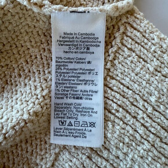 NWOT J.Crew Women's Marina Sweater in Textured Cotton Blend in Warm Sesame Sz L - Picture 9 of 13